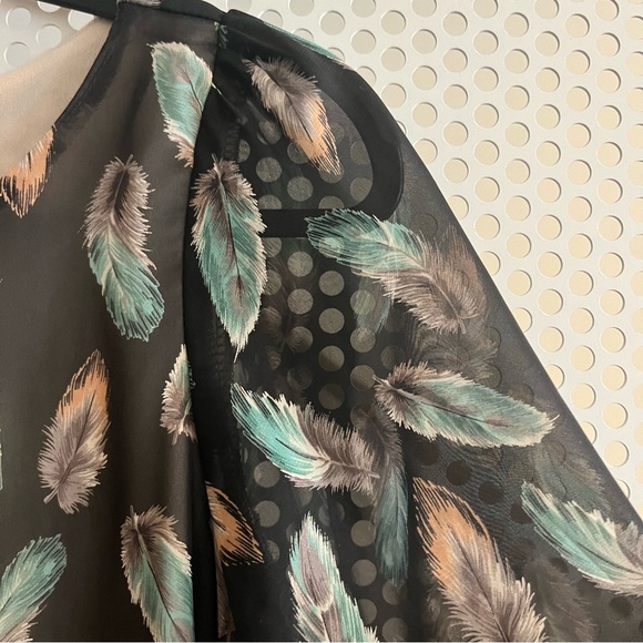 audrey 3 + 1 (boutique brand) mini-dress or top Size XS-S in Black feather GUC - Picture 3 of 9